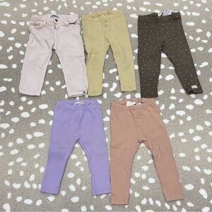 Lot of 5 Zara kids leggings baby toddler girl ribbed knit pants blush jeans h&m
